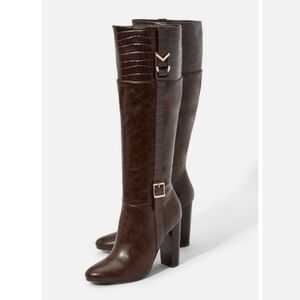 JustFab Nova High-Heeled Buckle Boot